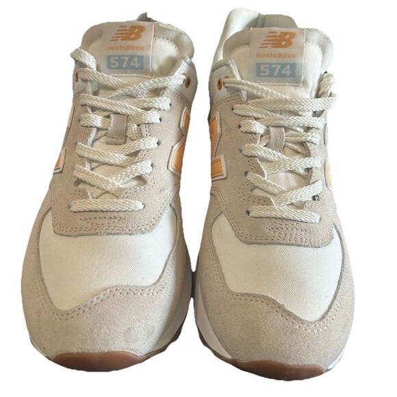 New Balance 574 Womens Size 9B Suede Mesh Gray Orange Sneaker Shoes WL574COR - Picture 3 of 10